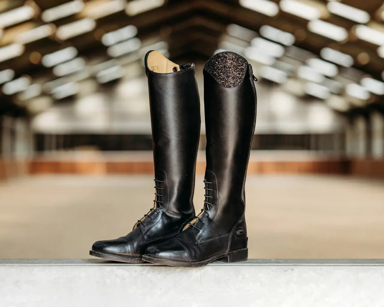 Bottes d'équitation en cuir QHP Romy pour enfants avec design interchangeable - Noir - Largeur de mollet normale, Noir , 36