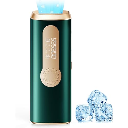 Laser Hair Removal, IPL Laser Hair Removal Device for Women & Men, Safe at-Home Nearly Painless 45°F Ice-Cooling Contact, Long-Lasting Result for Full Body & Face, Dark Green