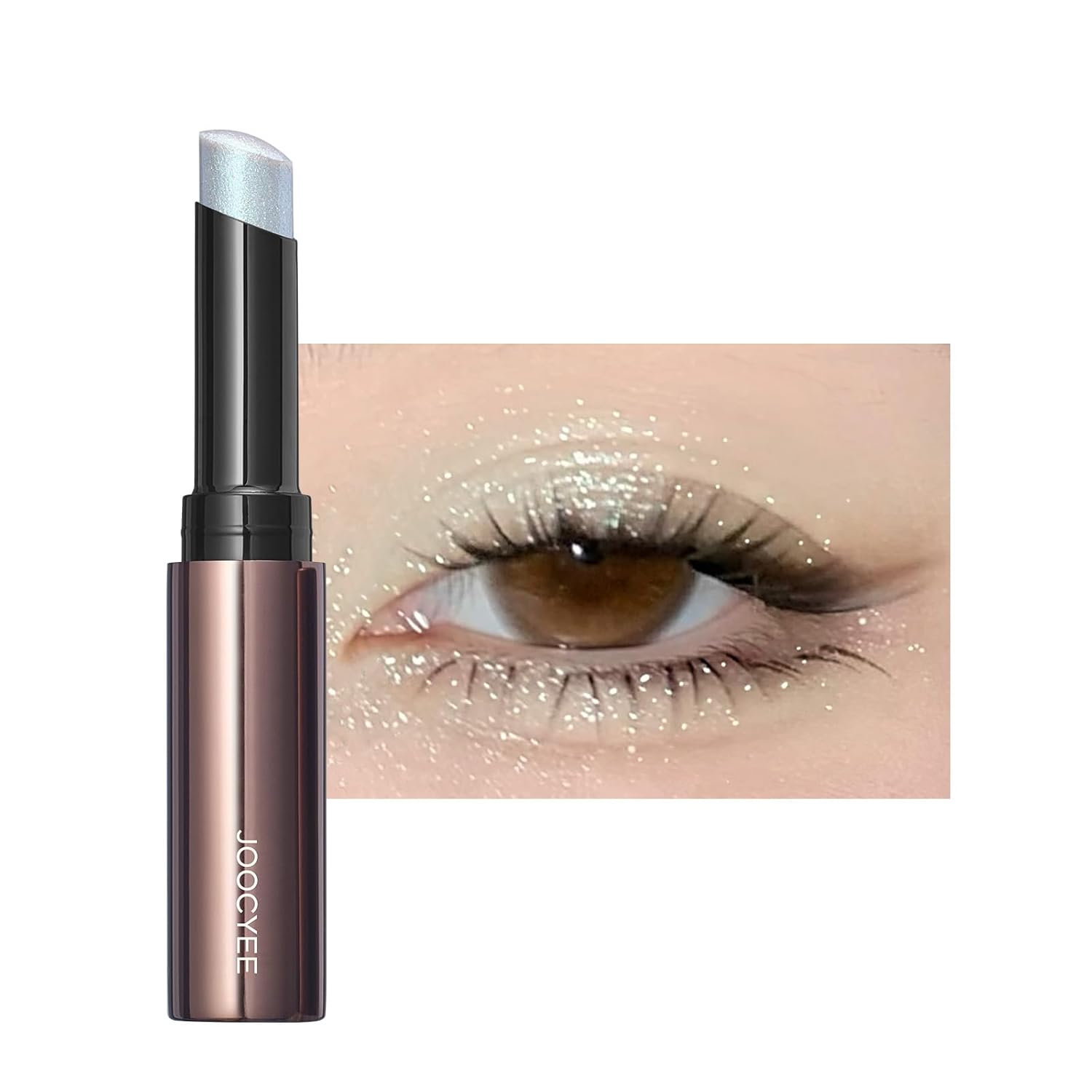 Joocyee Jelly Eyeshadow Stick, Cool-Touch Cream Eyeshadow Pencil with High-Impact Shimmer, Transfer-Resistant and Buildable Glitter Eye Makeup, Long Lasting Dewy Finish - Amber Glow