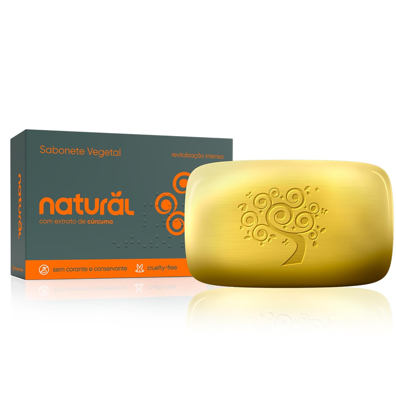NATURAL Sabonete com Extrato de Cúrcuma – Nutritivo e Hidratante – Revitalização Purificante – Todos os Tipos de Pele – Vegano – 80g