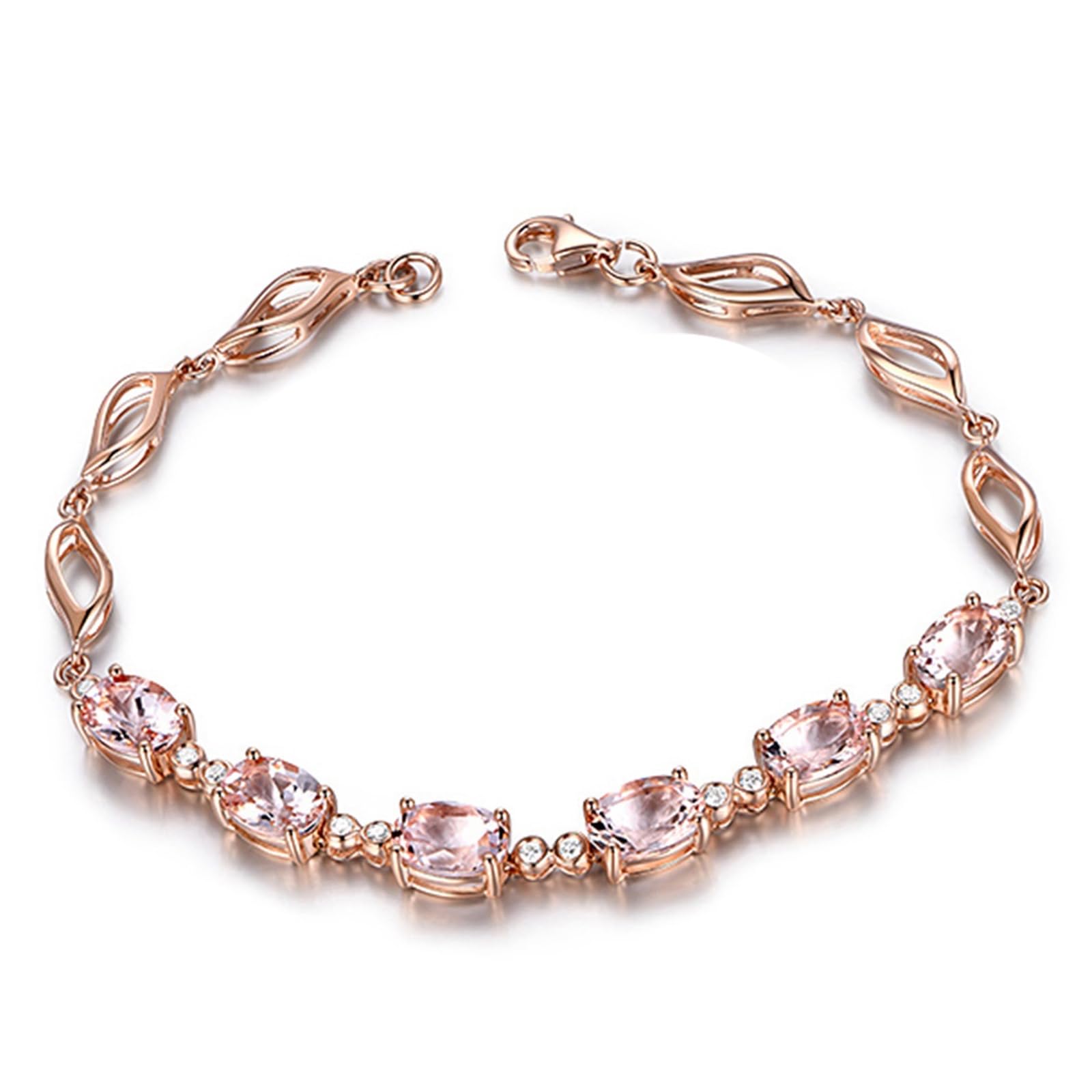 Bransoletka damska z różowego złota 18k/14k/9K, bransoletka Morganit damska 5,15 ct i diament, długość 16-20 cm