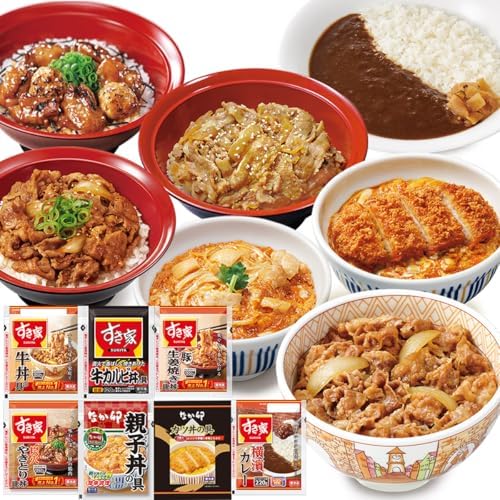 （07:00時点） すき家 なか卯 食べ比べセット7種19食 【牛丼×炭火やきとり丼×牛カルビ丼×横濱カレー×豚生姜焼き丼×カツ丼×親子丼】【どんぶり/おかず】 (冷凍食品 レンジか湯せんで簡単調理)