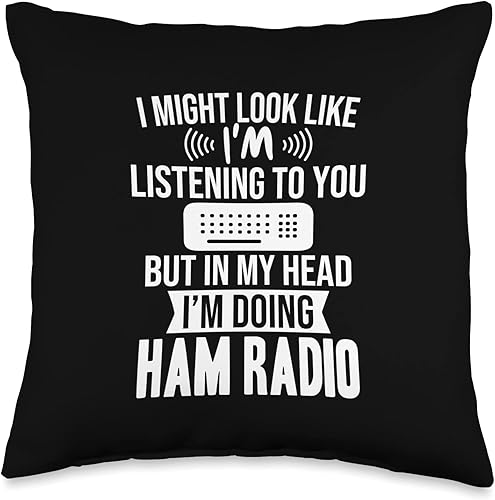 Frequency System Radio Stations Designs Ham Operator Administrator Nerd Divertida almohada de radio aficionado 16 x 16 pulgadas multicolor