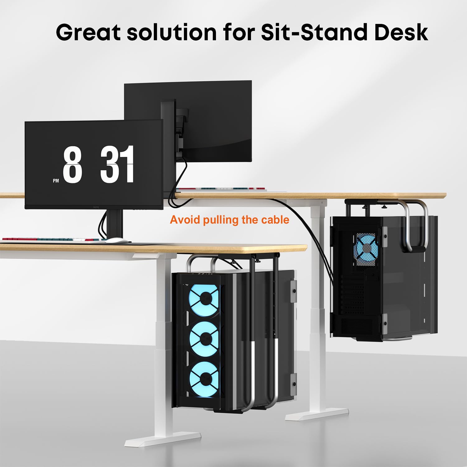 Supporto per PC CPU Regolabile Sotto Scrivania,per La Maggior Parte Dei Case per Computer,Heavy Duty Supporto Pc Fisso con Imbottitura Protettiva,Eccellente Circolazione Dell'Aria,Portata Massima 30kg