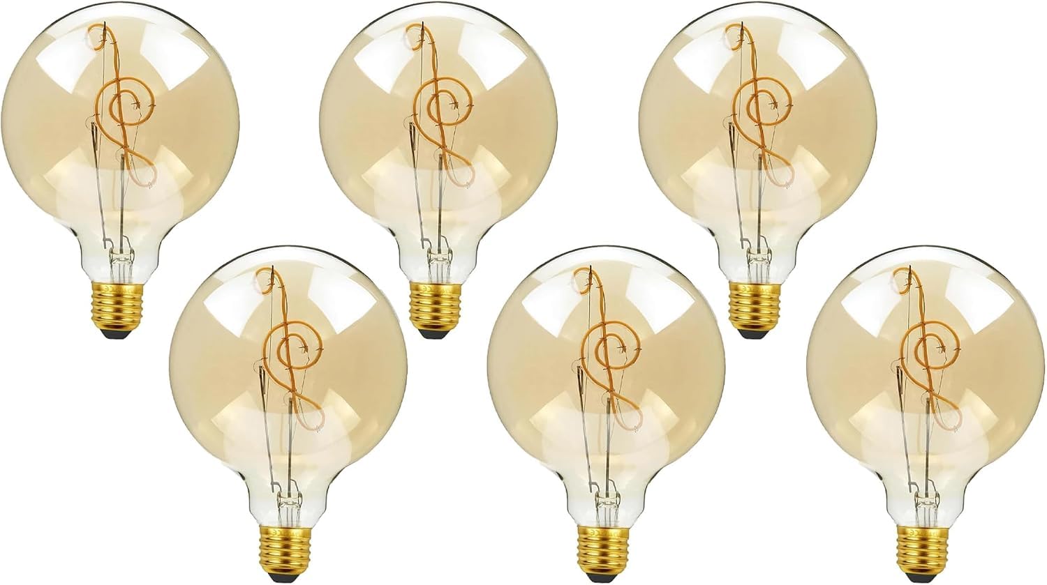 LEDSone Vintage G125 4W E27 Edison LED Ampoule à vis, Style Rétro Amour/Musique Design Filament Verre Antique Blanc Chaud Lampe Intérieur et Lampe Décorative (6, Musique)
