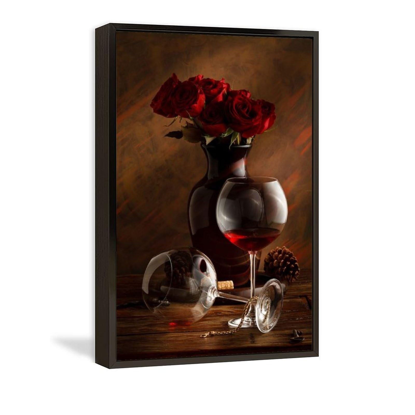 絵画 。壁掛け絵【美しい赤いバラ園でワインを飲みながら白い猫を抱いている少女】 Amazon.co.jp: 絵画 ワインとバラインテリア 絵画 ポスター 愛と