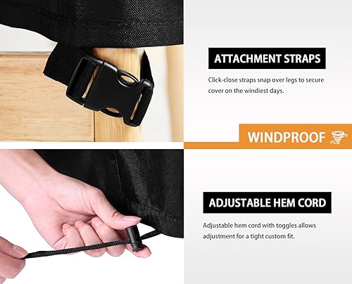 Miniatura 4 de Fundas resistentes para mesa de café para patio, impermeables, rectangulares, para exteriores, anti-UV, 600D, tela Oxford, con ventilación de aire