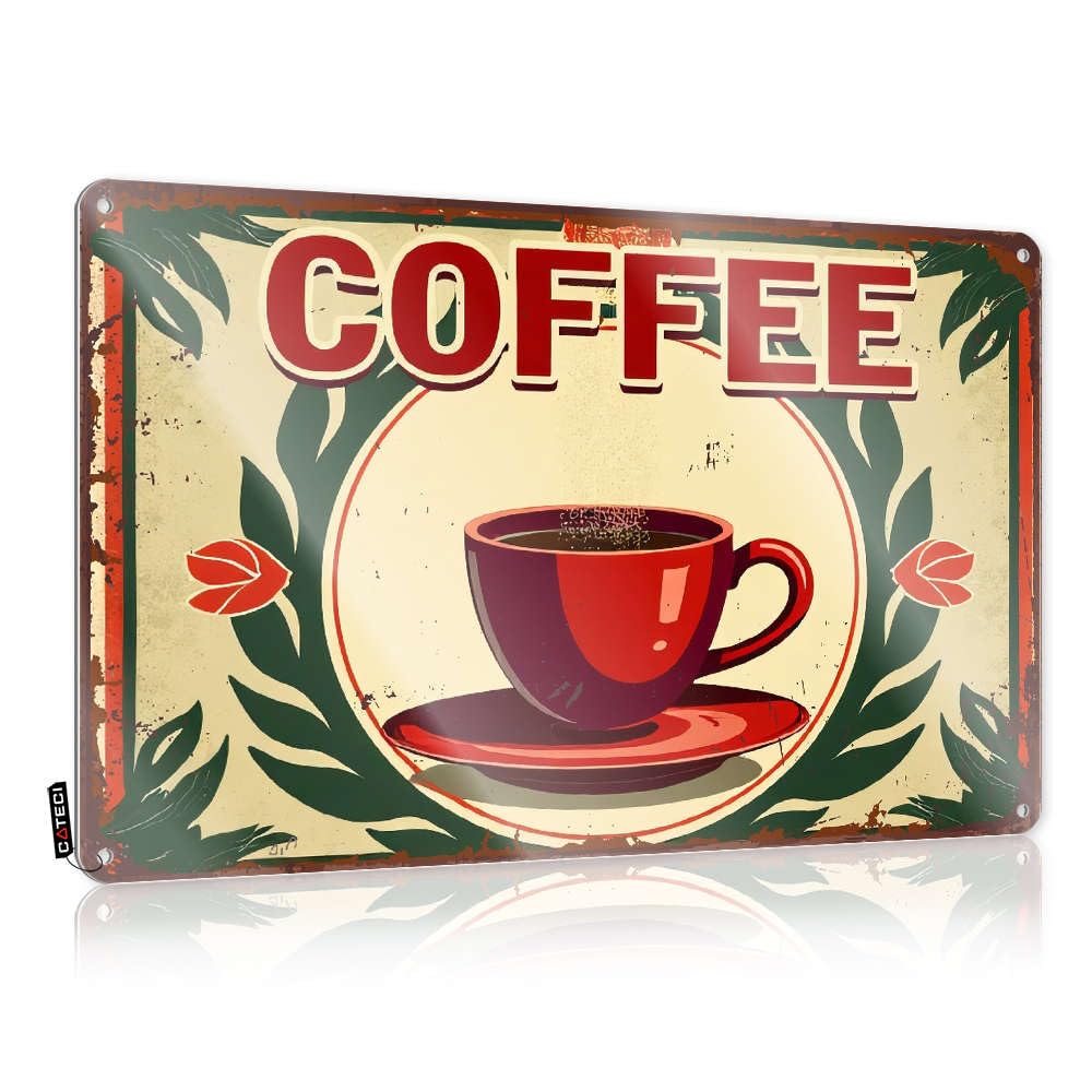 Tin Wall Decor Painting Vintage Wall Decor | Vintage Coffee Sign With Cup Illustration. Sleek Gift For Nurse For Retirement Home Decoration(30X40CM)