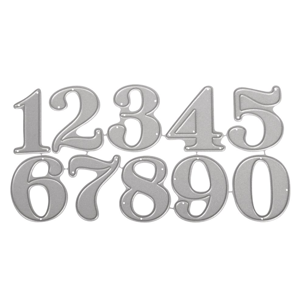 Rayher59235000 Metal Cutting Dies Big Numbers 0-9, Number Cutting Die Stencils for Card Making and Scrapbooking, 10-Piece Set