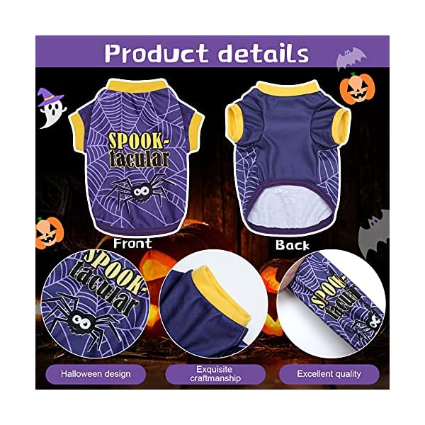 5 pcs halloween dog shirt halloween dog clothes pumpkin ghosts skeletons pet costume printed funny scary dog apparel halloween party cosplay supplies for pet dogs, cats - image 4