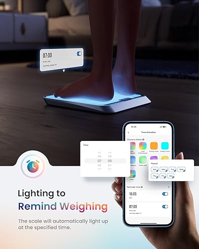 Miniatura 2 de RENPHO Báscula inteligente de grasa corporal con luz, equipo de fitness con iluminación RGB, báscula recargable con IMC, grasa corporal, masa