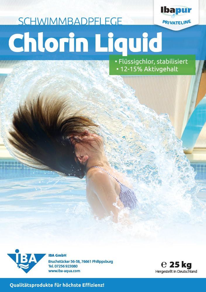 IBA 25 kg Chlorin Liquid Flüssigchlor stabilisiert 13% Aktivchlor Pool Chlor DIN