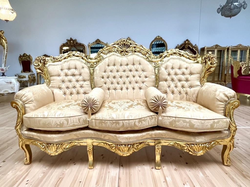 CasAmin Home & Living - Ensemble de canapés style French Louis, finition dorée, rétro, baroque, rococo, pour décoration d'intérieur, d'hôtel et de hall