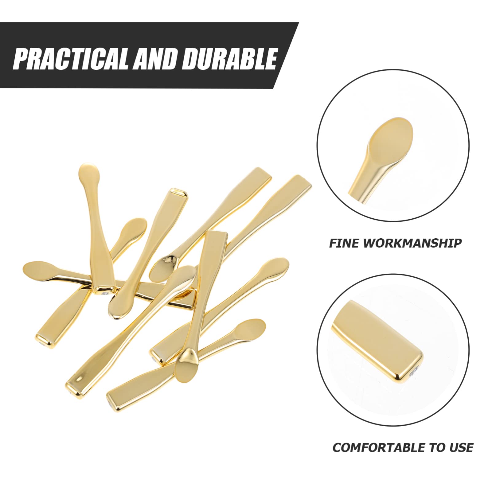 SOLUSTRE10Pcs ask Applicator Cosmetic Scraper Cream Scoop Applicator Cosmetic Spatulas Facial Reusable Scoop Facial Cream Spoon Beauty Spoons for Cream Lotions Moisturizers Metal Cooking Spoon - Image 4