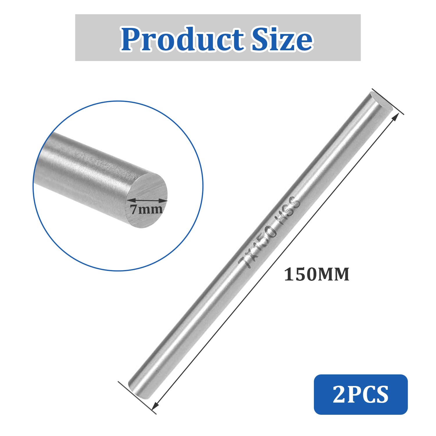 Youzzei 7 mm x 150 mm barre rotonde in acciaio per tornio