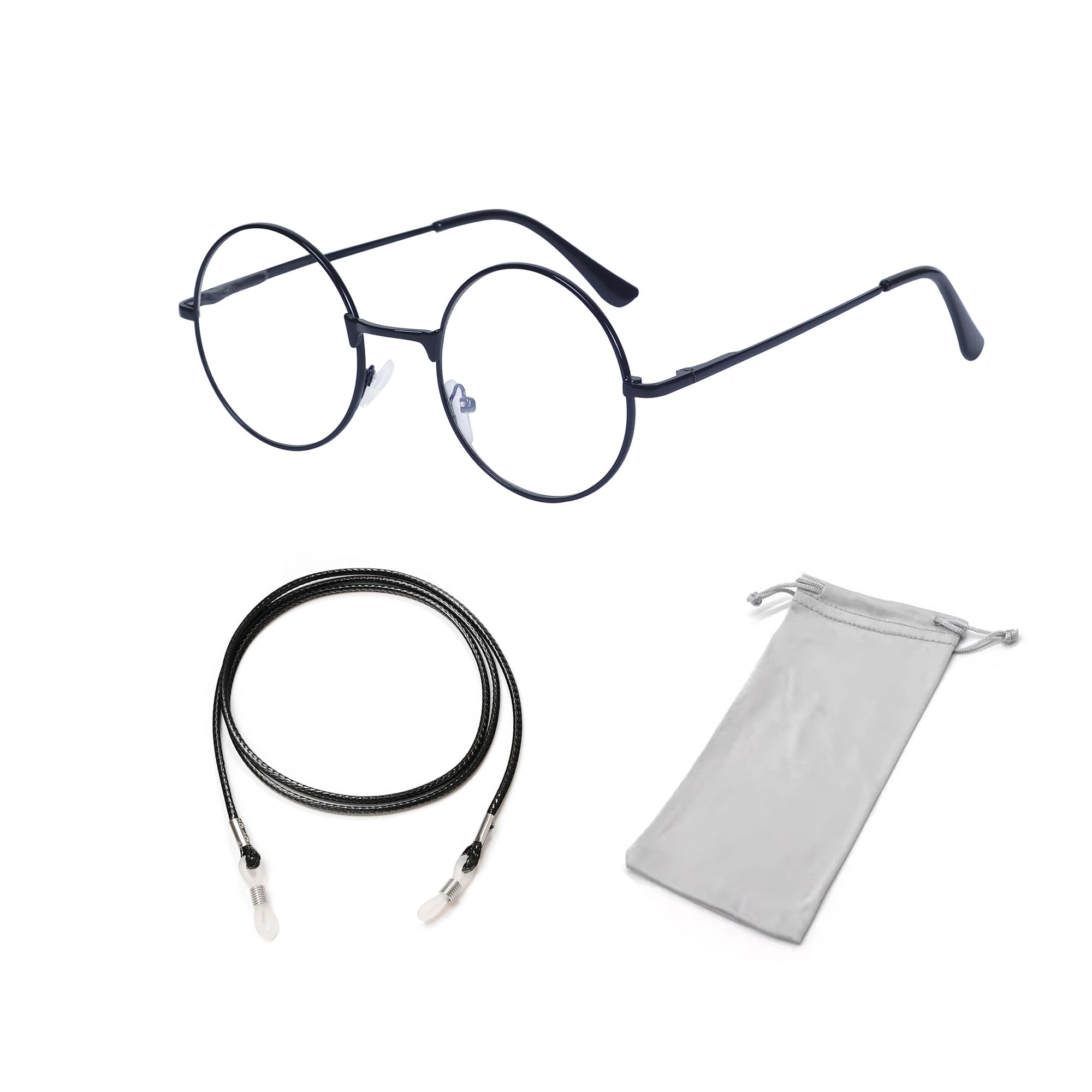 Damskie męskie okrągłe okulary do czytania Vintage metalowa ramka pasek do okularów