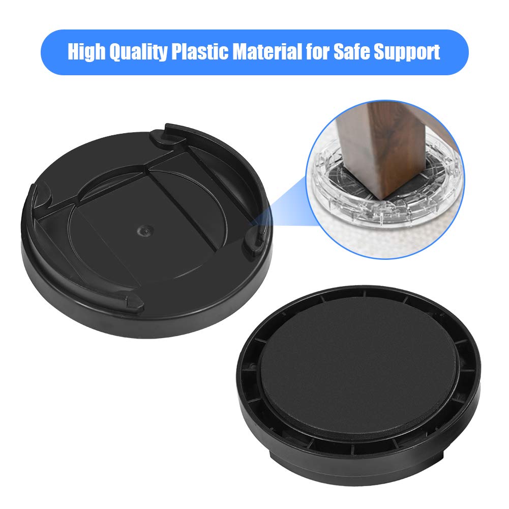 0.59 Inch Furniture Riser, 8 pcs Plastic Non-Slip Bed Riser Heavy Duty Furniture Riser for Sofa Table Chair Bed Furniture Frame Risers Create Under Bed, Black