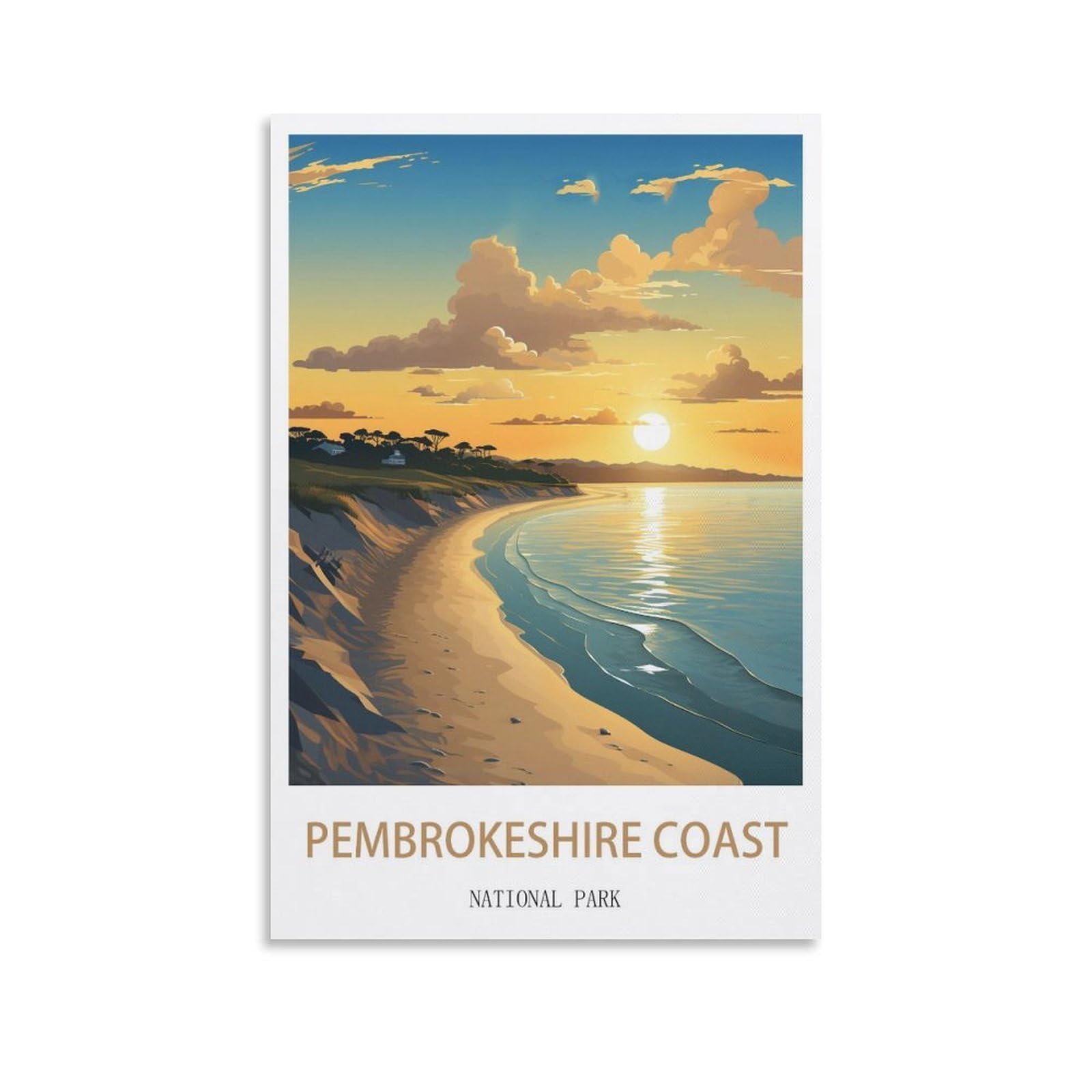 EZMLFA 5D Diamond Painting Kits for Adults,Pembrokeshire Coast National Park,Diamond Painting,Landscape Gem Art Kits Adult and Crafts Home Decor 30x40cm