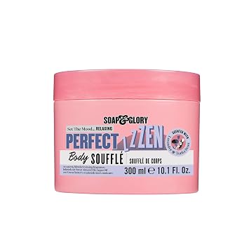 Soap & Glory Perfect Zen Body Souffle - Indulgent Whipped Body Cream & Hydrating Pose Shower Body Moisturizer - Sweet Almond, Argan Oils & Cocoa Butter Body Cream for Refreshed Dry Skin 300ml
