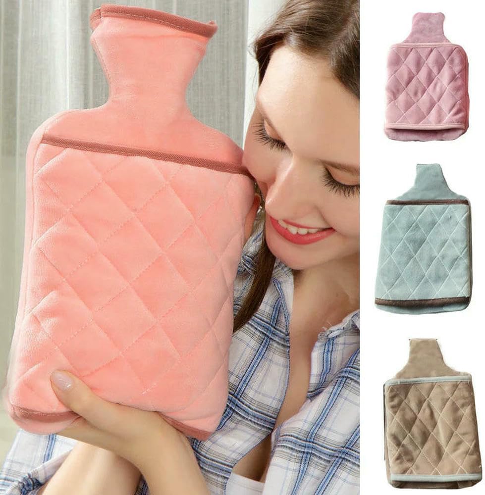 2L Hot Water Bottle Cover Cold-Proof Warm Insulated Cover Hand & Feet Warmer Explosion-Proof Water Bottle Cover for Hot Water -Grey
