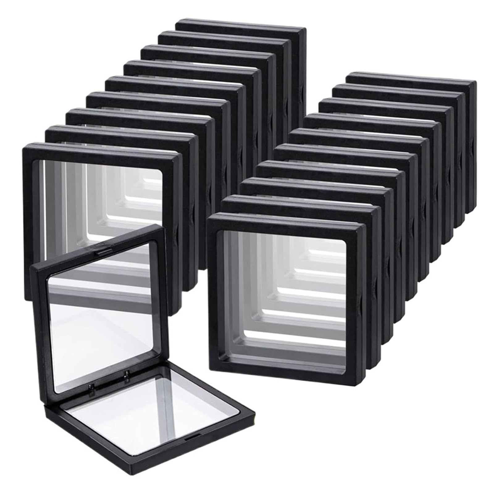 ZGCrumphant Display Floating Frame 1-50PCS Black 3D Floating Frame Display Holder Stands Coin Jewelry for Challenge Coins for Coins Jewelry(Black 20pcs,9x9cm)