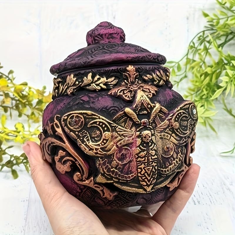 Magic Gothic Jars Vase Statue-Figure Cute Litttle Gothic Vase Witch Bottle Vintage Decor Gift for Wizard and Witch Costume Props (Butterfly)