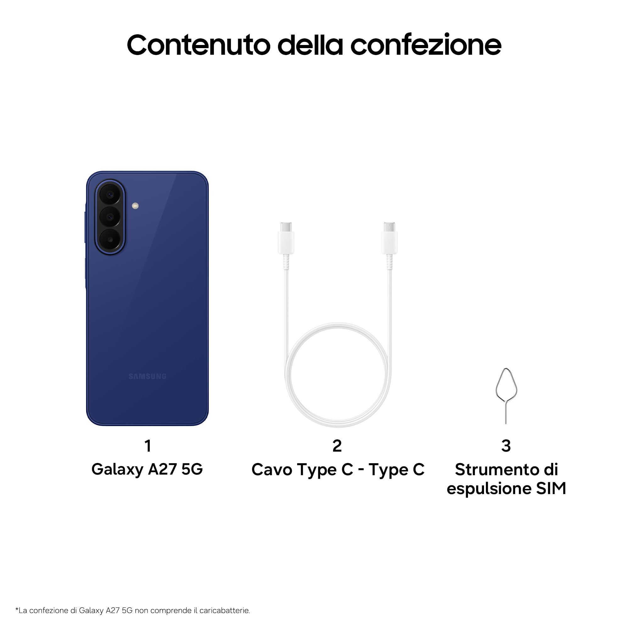Samsung Galaxy A27 5G, 128GB, RAM 6GB, Blue [Versione Italiana] | 3 anni di Garanzia, Smartphone sottile, Cerchia e Cerca, Gomma Oggetto, Trascrizione Vocale, Tripla Camera, IP64, 5.000 mAh