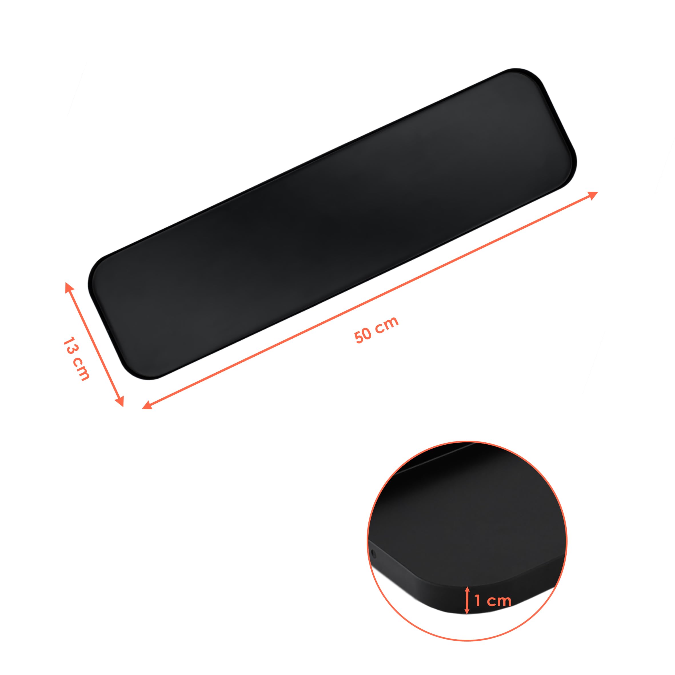 Metall Kerzentablett schwarz - 50 cm x 13 cm - Dekotablett recheckig mit Rand - Deko Teller Servier Geschenk Kerzen Tablett