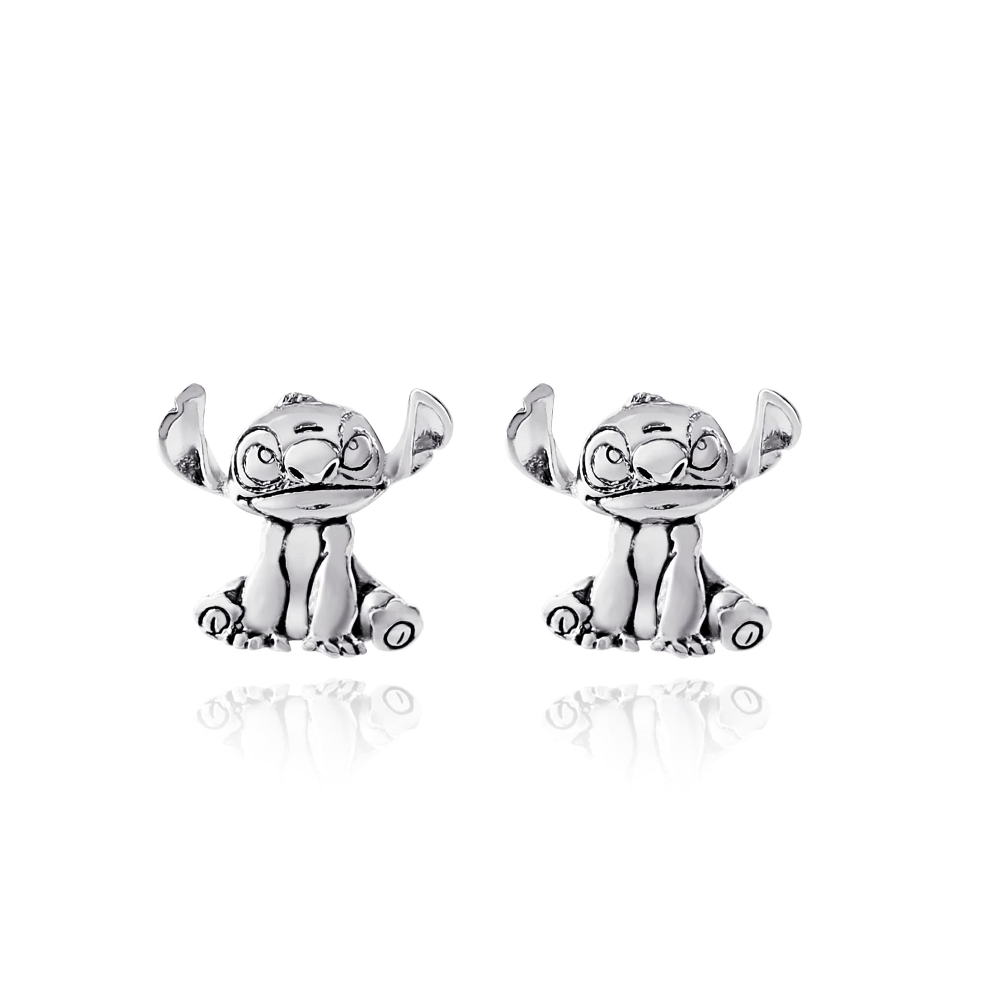 Disney Lilo & Stitch Stud Earrings - Silver Plated Stitch Earrings - Stitch Jewelry for Women - Officially Licensed