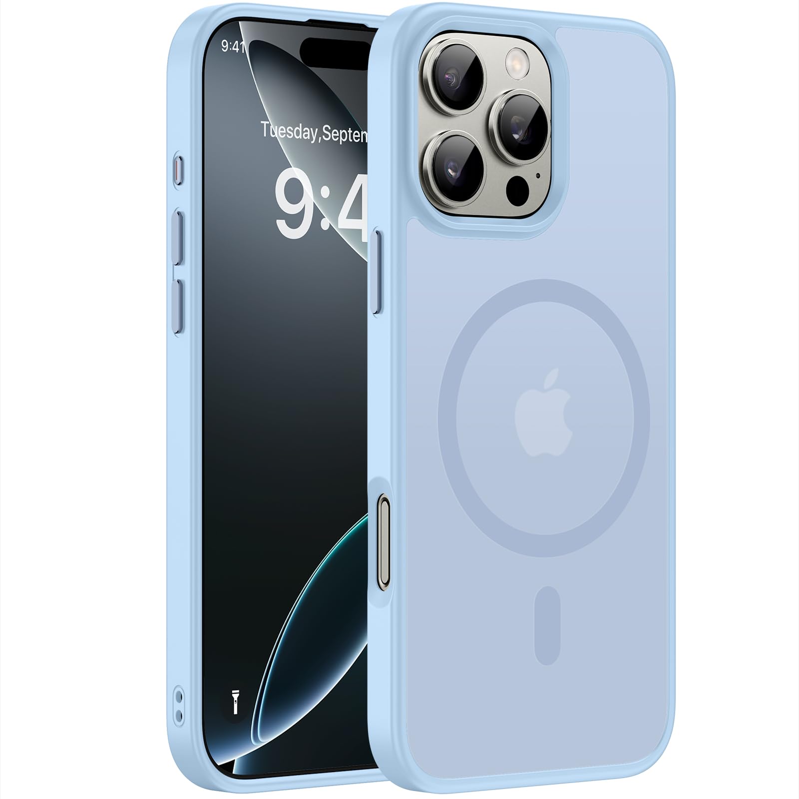 Miracase for iPhone 16 Pro Matte Series Case, Magnetic, Light Blue