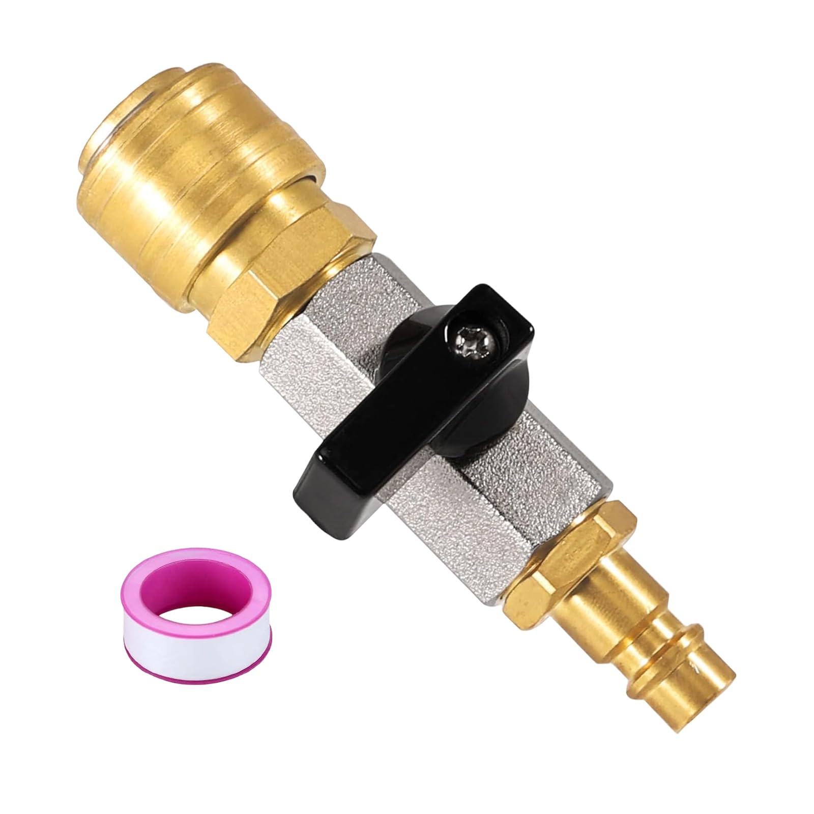 Alloneslife 1 / 4Inch Compressed Air Quick Releasing Coupling Copper Compressed Stopcock Copper Filling Industrial Hose Adapter