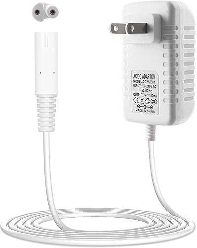 Repuesto para cargador Waterpik, adaptador de 2 clavijas compatible con WP360 WP360W WP462 WP462W WP450 WP450W Waterpik cable de carga de agua - 6.6