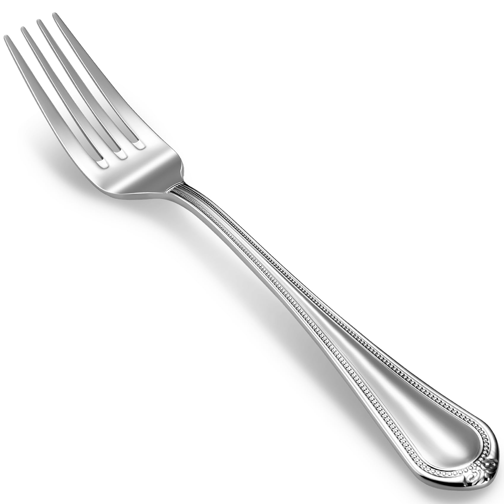 KEAWELL Pearl Edge 4/8-Piece Premium Fork Set, 18/10 Stainless Steel, Fine Silverware with Mirror Finish, Dishwasher Safe (4, 8" Dinner Forks)