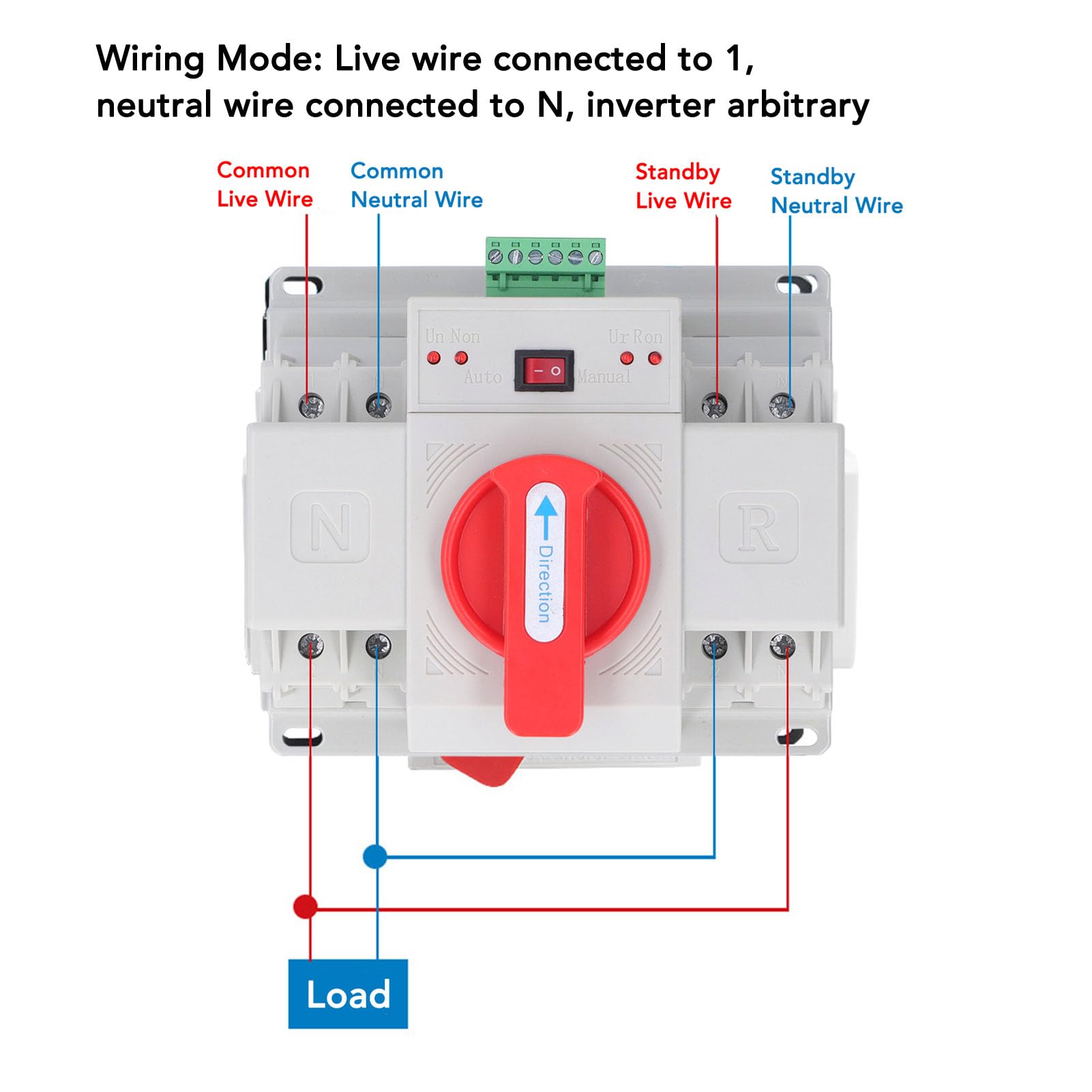 Interruttore di Trasferimento Automatico a Doppia Alimentazione, ATS 230V 2P ATS PC Commutazione Automatica Interruttore di Funzionamento Manuale Automatico Interruttore Levetta di Trasferimento