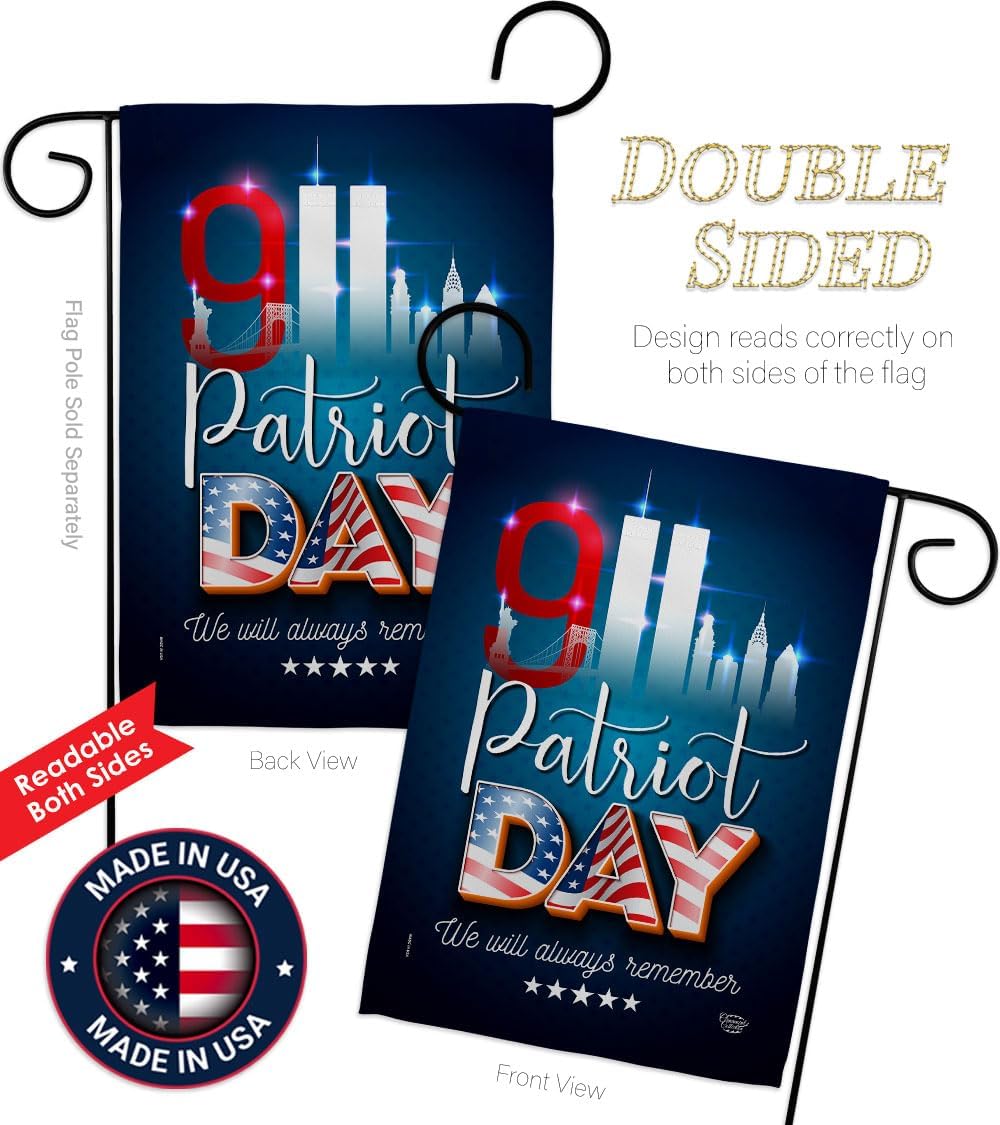 911 Remember Honor Flag Wood Dowel Set 25th Anniversary Patriot Day Wall Decor 2001-2026 Memorial Gifts Commemorative Memorabilia Home Poster Yard Decorations Garden Remembrance Tribute Tapestry image 3