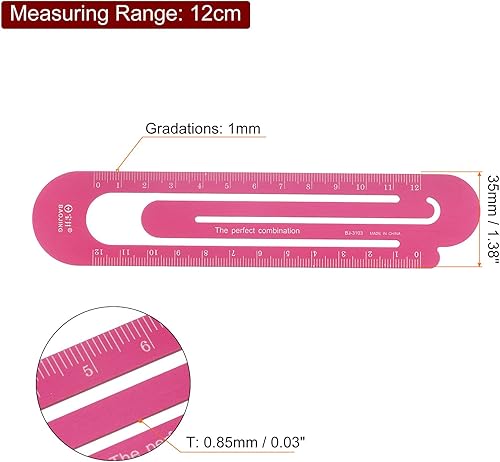 Miniatura 8 de HARFINGTON 2 piezas de regla recta de 4.7 in para marcapáginas métrica, regla de metal de aleación de aluminio en ambos lados, herramienta de escala