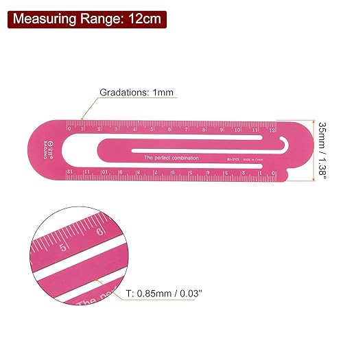 Miniatura 2 de HARFINGTON 2 piezas de regla recta de 4.7 in para marcapáginas métrica, regla de metal de aleación de aluminio en ambos lados, herramienta de escala