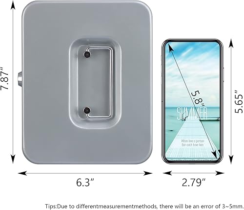Miniatura 10 de Caja de caudales KYODOLED con bandeja para el dinero, pequeña caja de seguridad con cerradura de llave, cajón de caudales, de color rojo, negro,