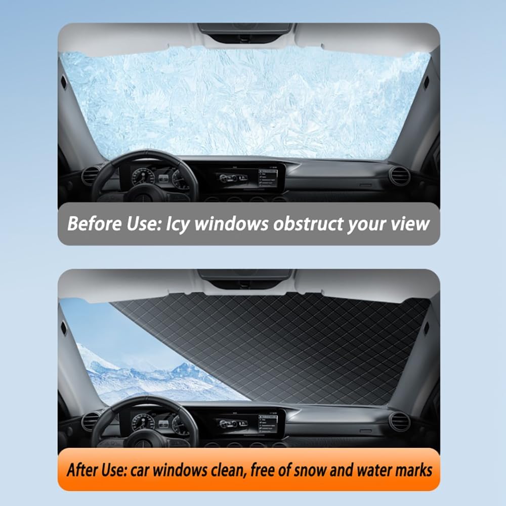 Car Windshield Snow Cover for GMC Canyon 2015-2025 Pickup 5-Seater, Full Front Protection with Reflective Strips Heat Resistant Snow Cover,Green Reflective Strips