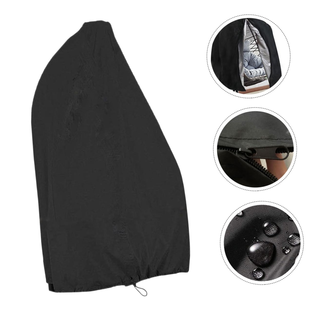 Housse Imperméable pour Fauteuil Suspendu de Jardin Protection Anti-poussière avec Fermeture Éclair Résistante Vent pour Mobilier Extérieur Patio