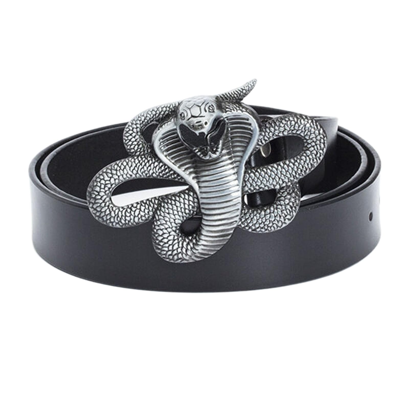 Jiary Unisex Black ,100Cm/39.4'',Belts For Men Leather Cowboy Western, Mens Belts With Animal Snake Pattern Alloy Buckle Retro Belt