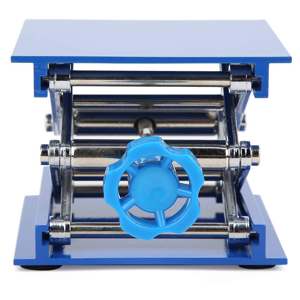 Laborständer, 100 x 100mm Labor Scherenheber, Blau Galvanisierter Aluminium Hebebühne Rack Hebebühne Heber Scherenhubtisch