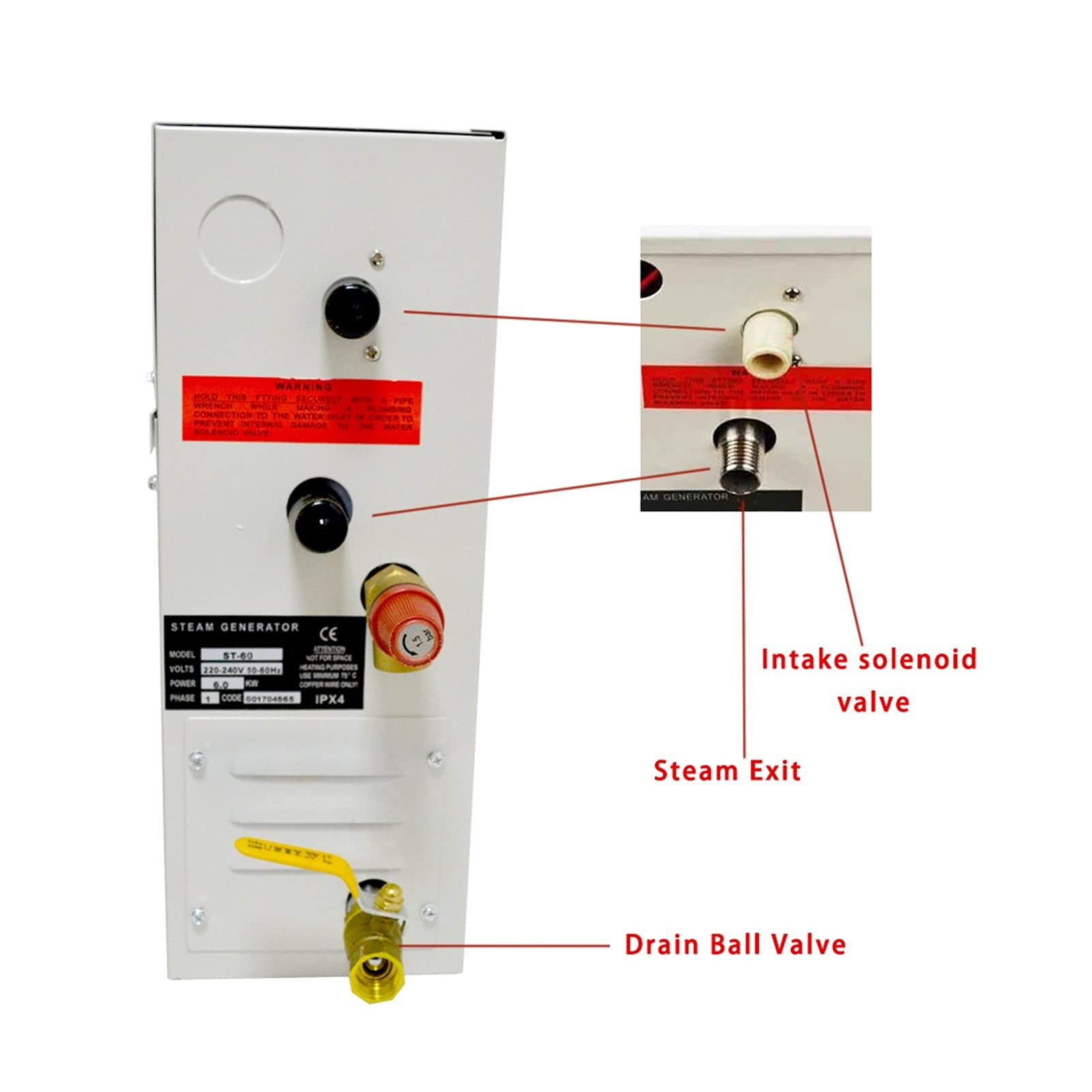 Generatore di Vapore per Sauna, 6kw. Generatore di vapore for Sauna Bath Home Spa Doccia con ST-135m. controller.