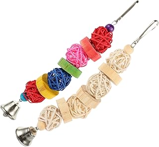 GARVALON 2 peças Brinquedo de mastigar para pássaros, gaiola grande, brinquedos para pássaros pequenos, blocos de mastigar para pássaros, brinquedos de gaiola de pássaros, pingentes de gaiola de pássaros, brinquedos de mordida de pássaros, brinquedo molar de pássaro, o pássaro de madeira