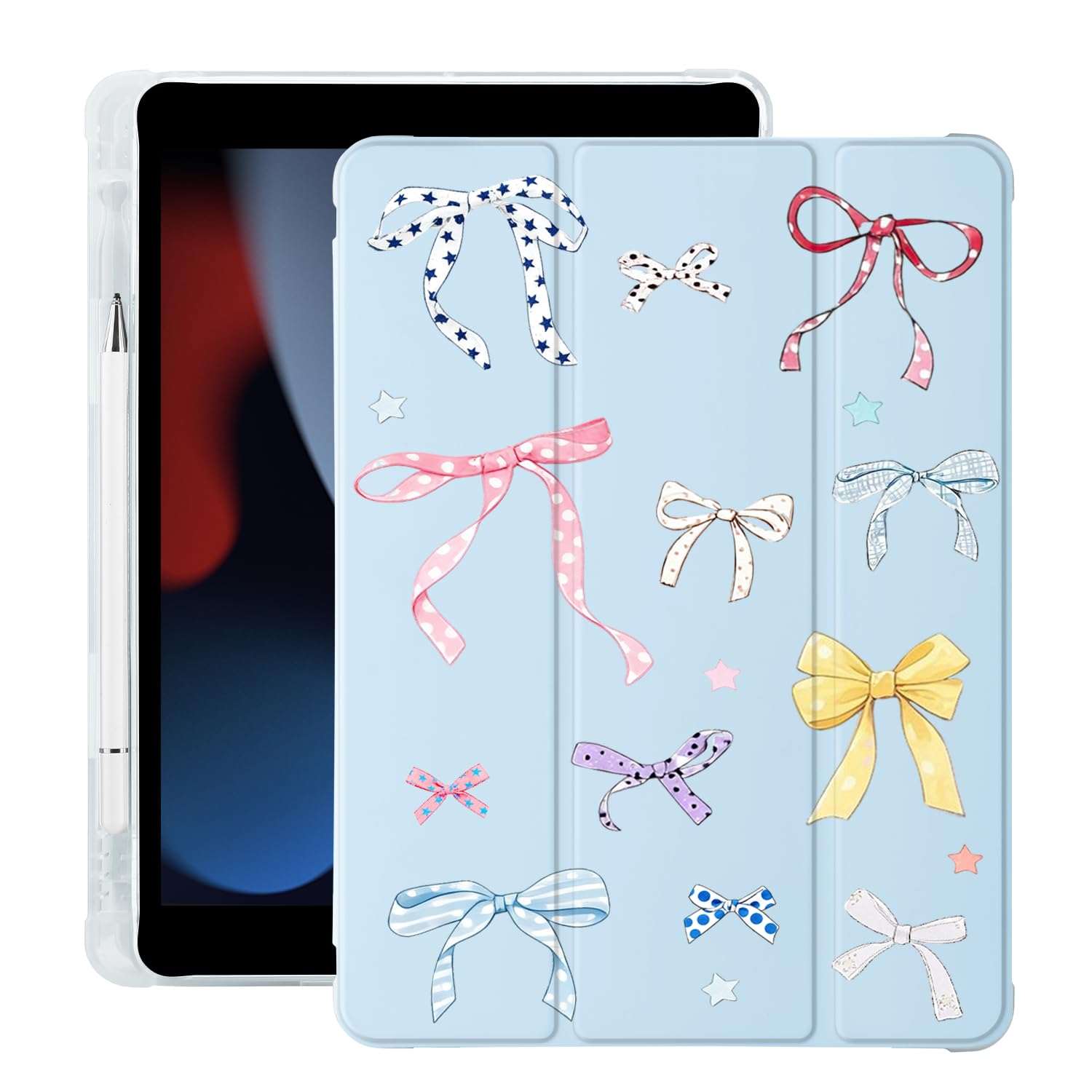 Coque iPad 10,2 pouces en cuir bleu avec support stylet intégré - 8