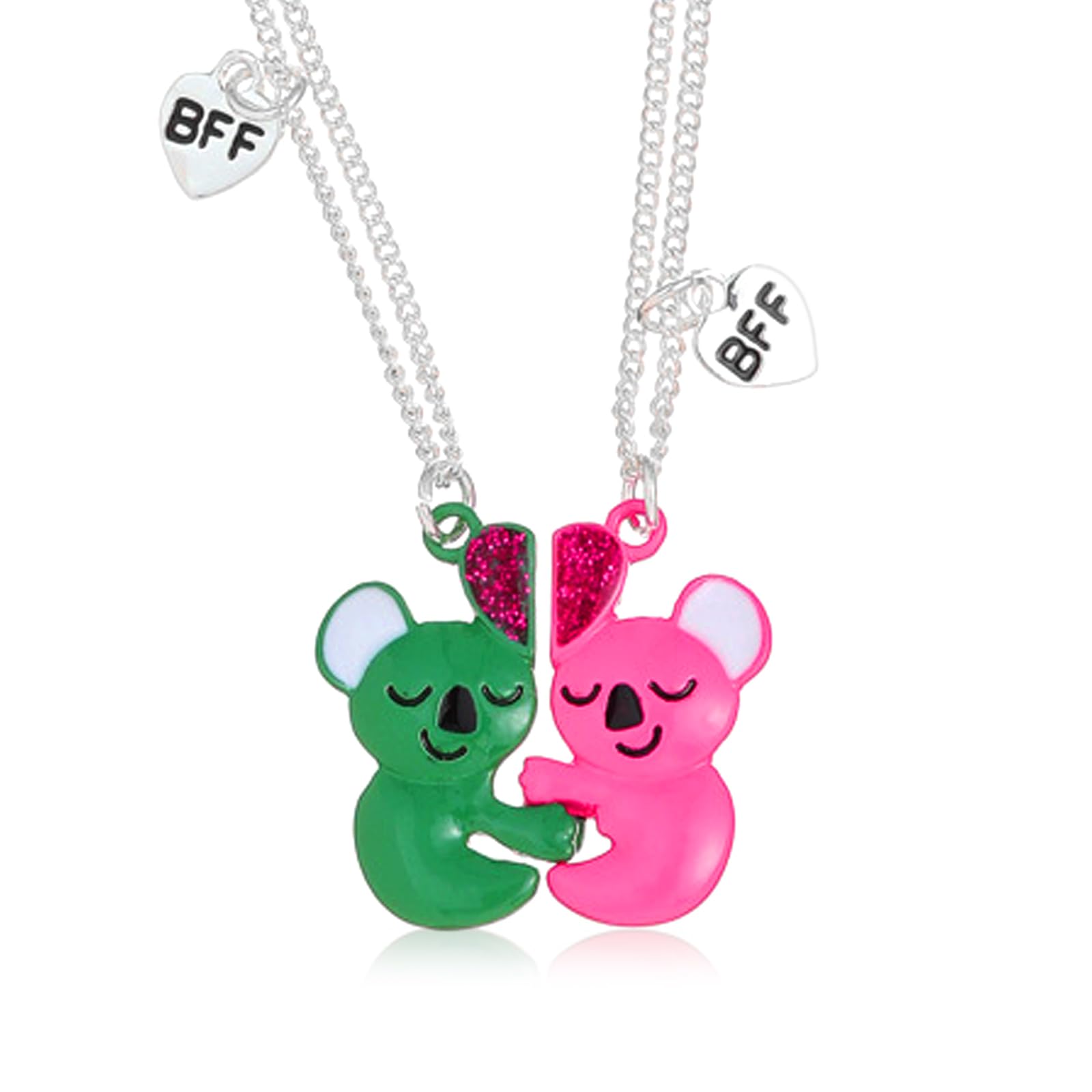 Friendship Necklaces for 2 Girls, 2 PCS Best Friend Necklaces Magnetic BFF Necklace Sister Necklace Kids Bear Matching Necklaces for Best Friends Girls Graduation Birthday Christmas Gifts