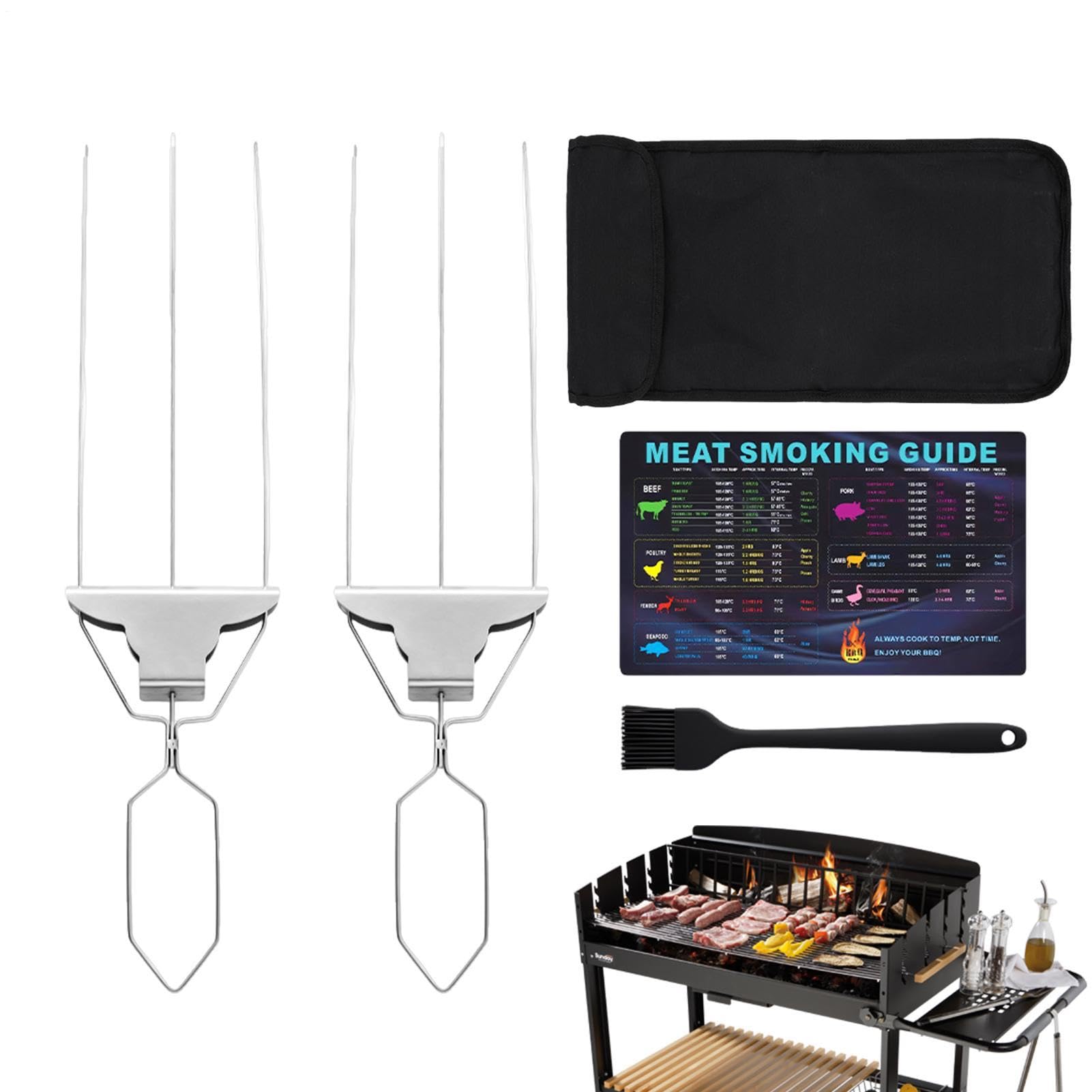 Brochettes 3 dents pour éviter la chute des aliments sur le barbecue extérieur