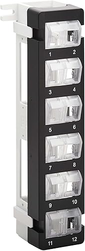 Tripp Lite Panel de conexiones de montaje en pared de 12 puertos para conectores Keystone UTP, puertos giratorios giratorios, instalación vertical u