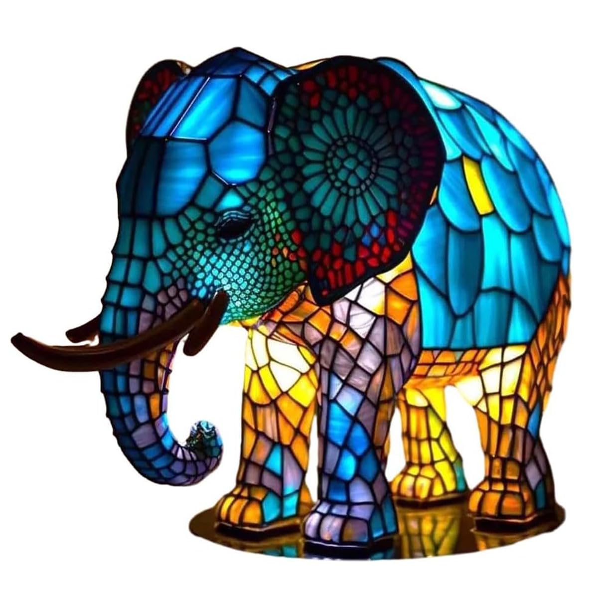 Animal Table Lamp Series Stained Resin Night Light for Home Decor Christmas Sculpture USB Desk Lamp Bohemian Furniture Gift, Elephant — image 1