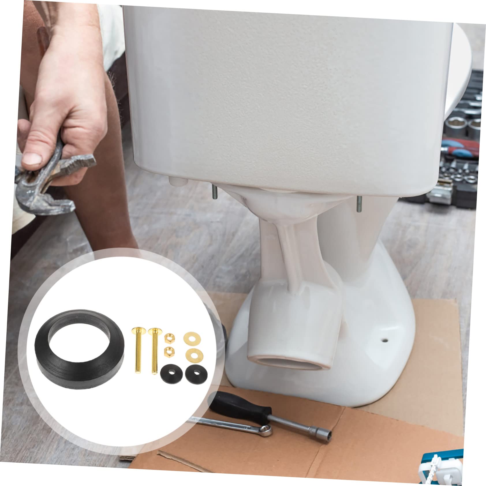Lurrose 3 Set guarnizione del WC kit cisterna adesivo parti lavaserbatoi wc anello di tenuta cassetta wc accessorio cassetta wc accessori per cassette wc gomma da cancellare Nero